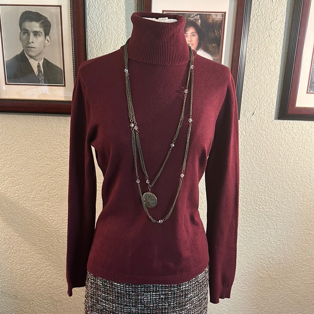 Turtleneck Sweater in Burgundy - Classic Women's Knit